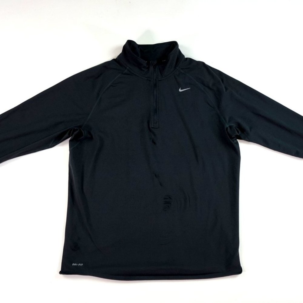 Mens Large Nike Dri Fit Element Performance Running Heather Gray Zip Pullover